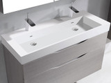 Madeli 48 Inch W x 18 Inch D Solid Surface Double Bowl Trough Sink & Countertop - Glossy White - XTU1845-48-200-WH