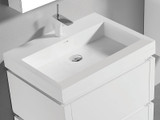 Madeli 24 Inch W x 22 Inch D Solid Surface Trough Sink & Countertop - Glossy White - XTU2245-24-130-WH