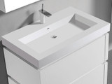 Madeli 36 Inch W x 22 Inch D Solid Surface Trough Sink & Countertop - Glossy White - XTU2245-36-100-WH