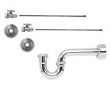 Mountain Plumbing Lavatory Supply Kit - Brass Oval Handle with 1/4 Turn Ball Valve - Straight, P-Trap 1-1/4" - Unlacquered Brass - MT4430-NL/ULB