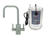 Mountain Plumbing Hot & Cold Water Faucet with Contemporary Round Body & Handles (90° Spout) & Little Gourmet® Premium Hot Water Tank - Brushed Stainless - MT1831DIY-NL/BRS