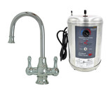 Mountain Plumbing Hot & Cold Water Faucet with Traditional Curved Body & Curved Handles & Little Gourmet® Premium Hot Water Tank - Pewter - MT1851DIY-NL/PEW