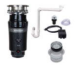 Mountain Plumbing MTSINK1DE/BRN Continuous Feed 3-Bolt Mount 3/4 HP Waste Disposer Kit - Stopper & Strainer - Air Switch - Trap - Deluxe Package - Extended Flange - Brushed Nickel