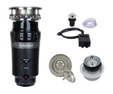 Mountain Plumbing MTSINK2D/BRS Continuous Feed 3-Bolt Mount 3/4 HP Waste Disposer Kit - Stopper & Strainer - Air Switch - For Double Sink - Brushed Stainless