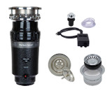 Mountain Plumbing Continuous Feed 3-Bolt Mount 3/4 HP Waste Disposer Kit - Stopper & Strainer - Air Switch - For Double Sink - Extended Flange - Brushed Stainless - MTSINK2DE/BRS