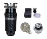 Mountain Plumbing  MTSINK2S/GM Continuous Feed 3-Bolt Mount 3/4 HP Waste Disposer Kit - Stopper & Strainer  - Air Switch - For Double Sink - PVD Gunmetal