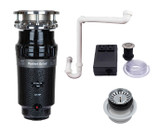 Mountain Plumbing  MTSINK1S/MB Continuous Feed 3-Bolt Mount 3/4 HP Waste Disposer Kit - Stopper & Strainer - Air Switch - Trap - For Single Sink - Matte Black