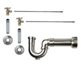 Mountain Plumbing  MT616MASS-NL/ULB Lavatory Supply Kit - Brass Cross Handle with 1/4 Turn Ball Valve - Angle, Massachusetts P-Trap - Unlacquered Brass