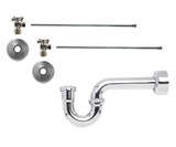 Mountain Plumbing  MT4432X-NL/PEW Lavatory Supply Kit - Brass Cross Handle with 1/4 Turn Ball Valve - Angle, P-Trap 1-1/2" - Pewter