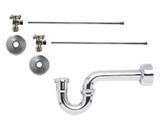Mountain Plumbing Lavatory Supply Kit - Brass Cross Handle with 1/4 Turn Ball Valve - Angle, P-Trap 1-1/4" - Polished Copper - MT4431X-NL/PCP