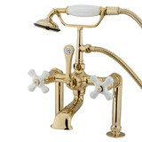 Kingston Brass Deck Mount Clawfoot Tub Filler Faucet with Hand Shower - Polished Brass - CC111T2