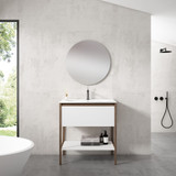 Lucena Bath  88612 48" Single Drawer Grey/Ceniza Icon Vanity with Walnut Structure, Right Side Bowl