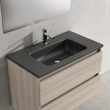 Lucena Bath  84556 48" Graphite Slim Single Hole Resin Sink With Integrated Countertop, Double Bowl