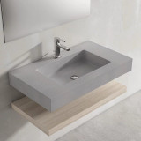 Lucena Bath 24" Gris Perla Gray Three Hole Stone Sink with Integrated Countertop