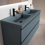 Lucena Nantes Three-Hole Sink With Integrated Countertop, Double Bowl - 48" Width - White High Gloss Finish - 83746-3