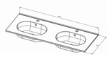 Lucena Ada Three-Hole Ceramic Sink With Integrated Countertop, Double Bowl - 48" Width - White Color - 83808-3