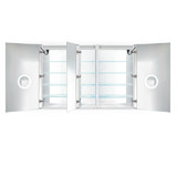 Krugg 60 Inch X 42 Inch Double LED Medicine Cabinet w/Dimmer & Defogger - Left Hinge on Middle Door - Svange6042DLLR