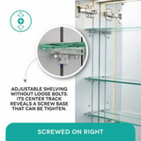 Fine Fixtures Aluminum Medicine Cabinet With Framed LED Light - Left Hand - 24 Inch X 36 Inch - AME2436-L