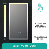 Fine Fixtures Aluminum Medicine Cabinet 2 Door With Framed Led - 42 Inch X 30 Inch - AME4230-R