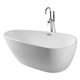 Fine Fixtures BT255 Capsule Freestanding White Bathtub White With Drain - 55 Inch x 29.5 Inch