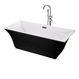 Fine Fixtures Sanctuary Freestanding Bathtub, White With Black Exterior - 67 Inch X 30 Inch X 23.5" Inch - BT208BL