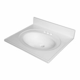 Fine Fixtures MT2522W Cultured Marble Vanity Top with Integrated Sink - 25 Inch X 22 Inch - White