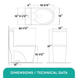 Fine Fixtures Ultraluxe Modern One Piece Elongated Toilet with 12" Rough-in - White - MOTB7W