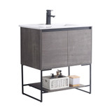 Fine Fixtures Urbania Vanity Cabinet 30 Inch Wide - 2 Door and Shelf - Classic Gray