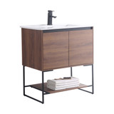 Fine Fixtures Urbania Vanity Cabinet 30 Inch Wide - 2 Door and Shelf - Walnut