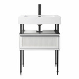 Fine Fixtures DA24WH Dakota Vanity Cabinet 24 Inch Wide - White With Black Hardware