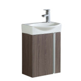 Fine Fixtures Compacto Full Set 16 Inch Wide Wall Hung Vanity Cabinet, Sink And Mirror - CO16GTSET