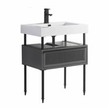 Fine Fixtures DA30RG Dakota Vanity Cabinet 30 Inch Wide - Rock Grey With Black Hardware