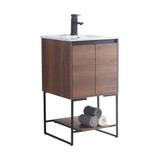 Fine Fixtures OPUR20WA Urbania Vanity Cabinet 20 Inch Wide - 2 Door and Shelf - Walnut,  Sink included