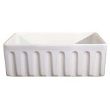 Fine Fixtures FC3318GIHL 34 Inch x 19 Inch Fluted Apron  French Farmhouse Fireclay Sink - Reversible