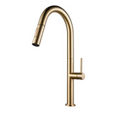 Fine Fixtures FAK1SB Stream Pull-Out Kitchen Faucet  - Satin Brass