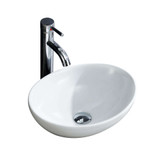 Fine Fixtures Modern Round Vessel Sink 16 Inch X 13 Inch - No Faucet Hole - White - MV1613RW