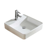 Fine Fixtures MV2020SW Modern Vessel Sink Square 20 Inch X 20 Inch with No Faucet Hole - White