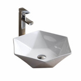 Fine Fixtures MV1818TE Modern Vessel Sink 18 Inch X 18 Inch - Hexagon Shape - White