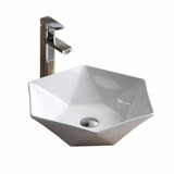 Fine Fixtures Modern Vessel Sink 18 Inch X 18 Inch - Hexagon Shape - White - MV1818TE
