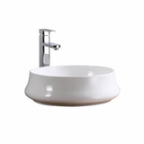 Fine Fixtures MV1818SPW Modern Curved Round Vessel Sink 18 inch X 18 Inch - No Faucet Hole - White