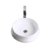 Fine Fixtures Modern Curved Round Vessel Sink 18 inch X 18 Inch - No Faucet Hole - White - MV1818SPW