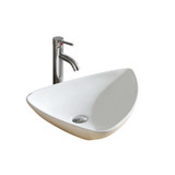 Fine Fixtures Modern Triangular Vessel Sink 26 Inch X 18 Inch - No Faucet Hole - White - MV2618TW