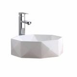 Fine Fixtures Modern Hexagon Vessel Sink 17 Inch X 17 Inch - No Faucet Hole - White - MV1717HEW