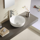 Fine Fixtures Thin Edge Modern Round Vessel Sink 16 Inch X 16 Inch - No Faucet Hole - White - MV16RTE
