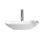 Fine Fixtures Modern Rectangular Vessel Sink 23 Inch X 14 Inch - No Faucet Hole - White - MV2314SW-O