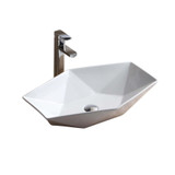 Fine Fixtures Modern Hexagon Vessel Sink 23 5/8 Inch X 16 -1/4 Inch - White - MV2416TE