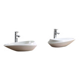 Fine Fixtures Modern Oval Vessel Sink 24 Inch X 15 Inch - No Faucet Hole - White - MV2415OVW
