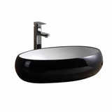 Fine Fixtures Modern Round Vessel Sink 24 Inch X 16 Inch - Black Outside/ White Inside - MV2416RBL
