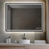 Blossom Stellar 48" Wide x 36" High LED Mirror With Matte Black Frame - LED M4 4836 MB