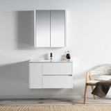 Blossom Valencia 36" Floating Bathroom Vanity With Sink & Medicine Cabinet - Glossy White - V8016 36 01 MC